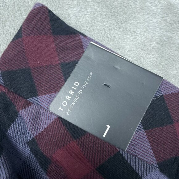 Torrid Womens Plaid High-Waisted Leggings 1X Cotton & Spandex Blend NWT 6070 - Picture 4 of 11